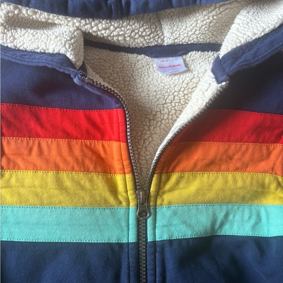 Hanna Andersson Faux Shearling French Terry Zip-Up Hoodie rainbow kids size 10 - Picture 8 of 8